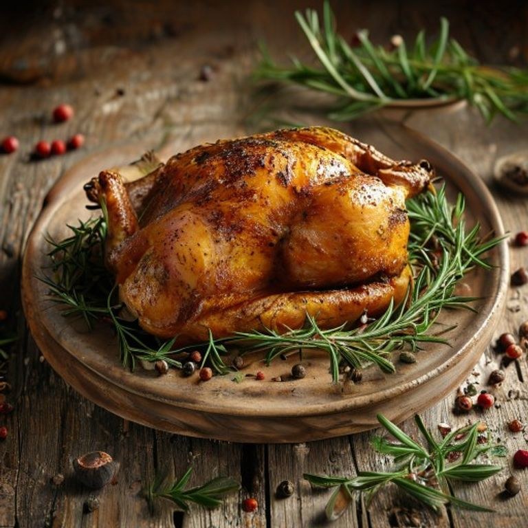 Taze Biberiye İle Aromalandırılmış Fırın Tavuk