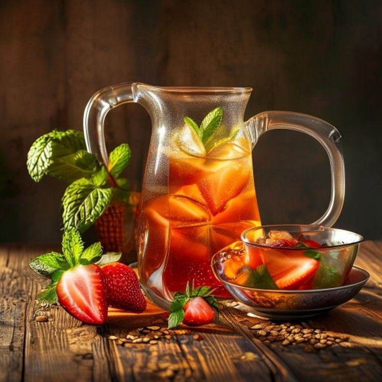 Meyve Parçacıklı Doğal Ev Yapımı Soğuk Çay Hazırlığı