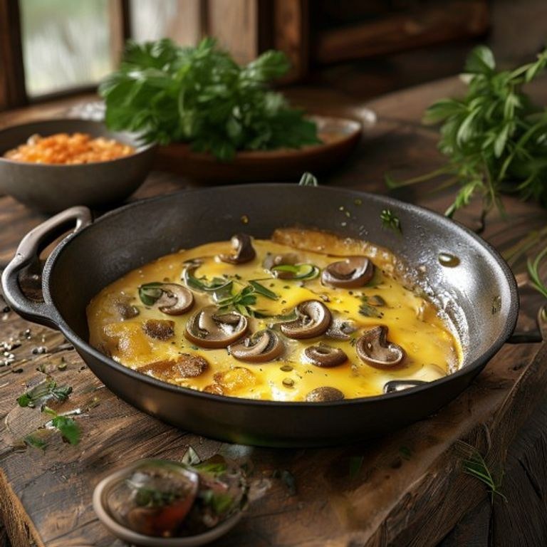 Hafta Sonu Kahvaltıları İ̇çin Mantarlı Ve Kaşarlı Omlet